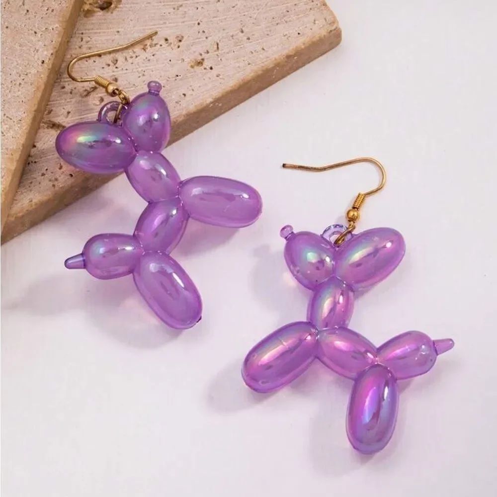 Purple Balloon Dog Earrings A1631